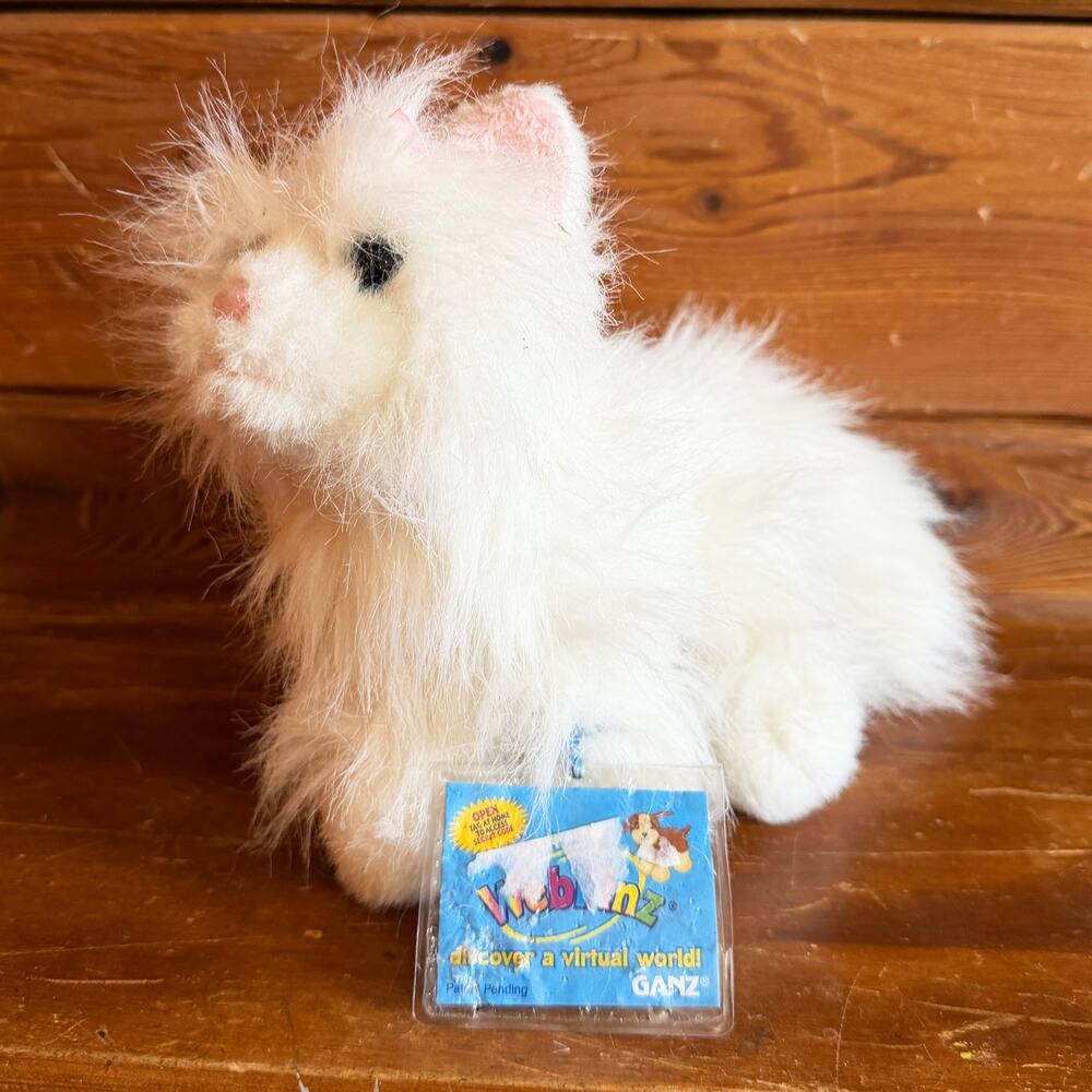 Ganz Webkinz Lil' White Persian Cat 8" Plush Stuffed Animal Fluffy With Code